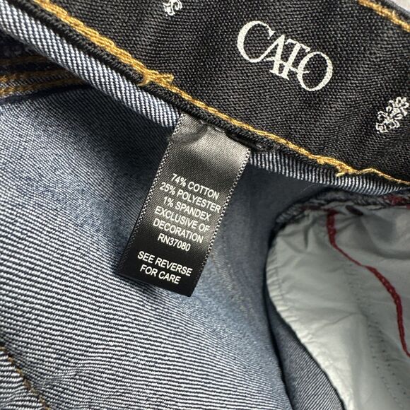 CATO Capri Pants Jeans Women’s Sz 14 Denim Dark Blue Embroidered Pockets Cropped - Picture 8 of 9